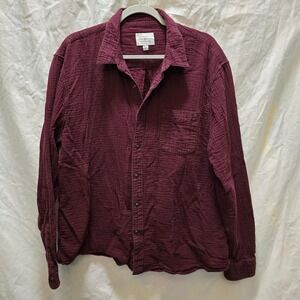 Lucky Brand XXL Burgundy‎ Cotton Gauze Long Sleeve Pearl Snap Shirt Mens